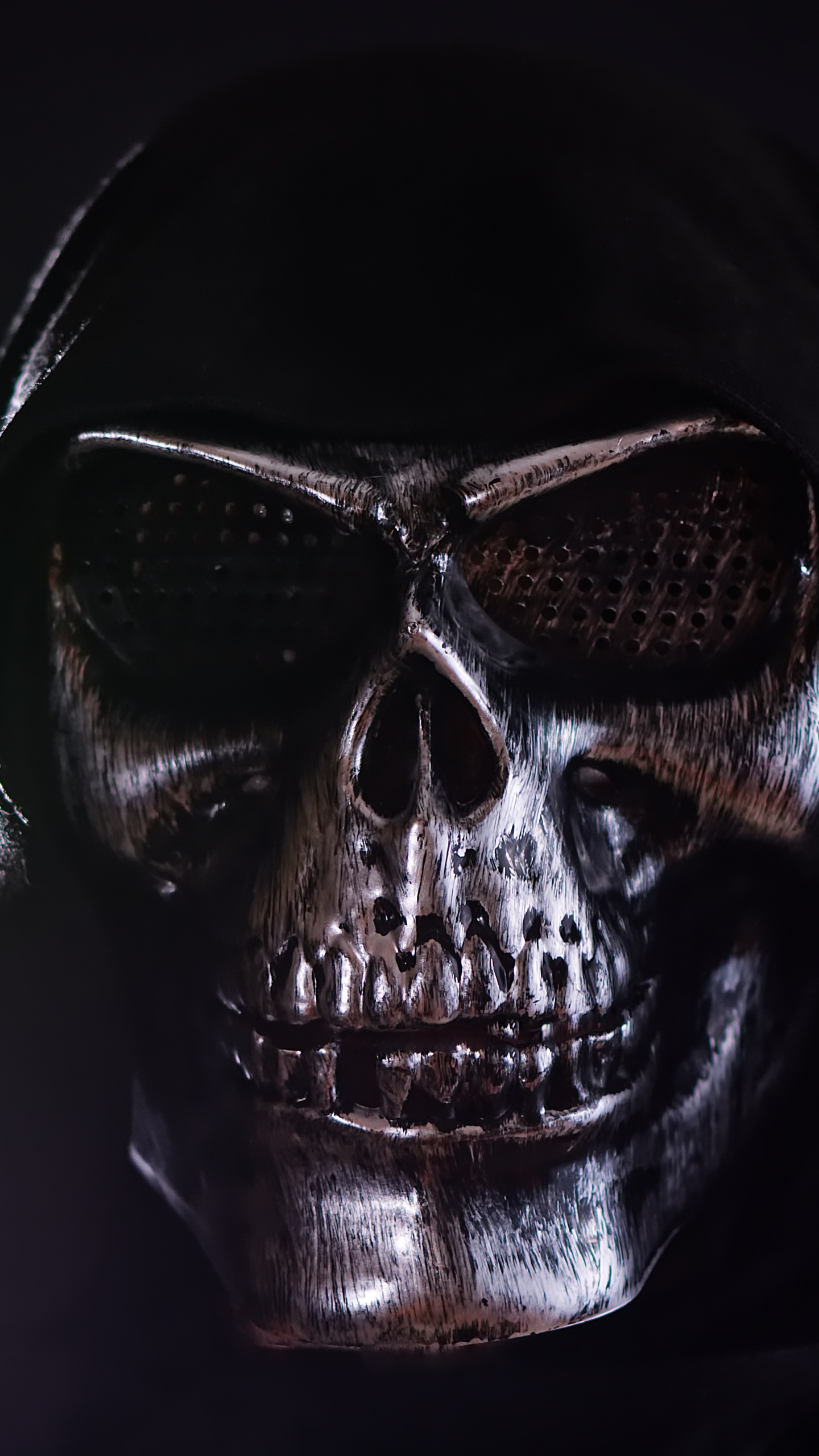 Masque de Crâne Noir et Argent. Wallpaper in 1440x2560 Resolution
