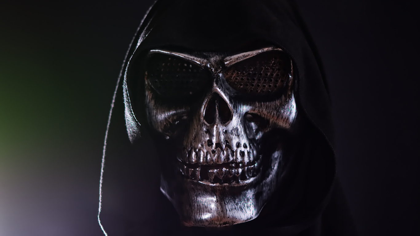 Black and Silver Skull Mask. Wallpaper in 1366x768 Resolution