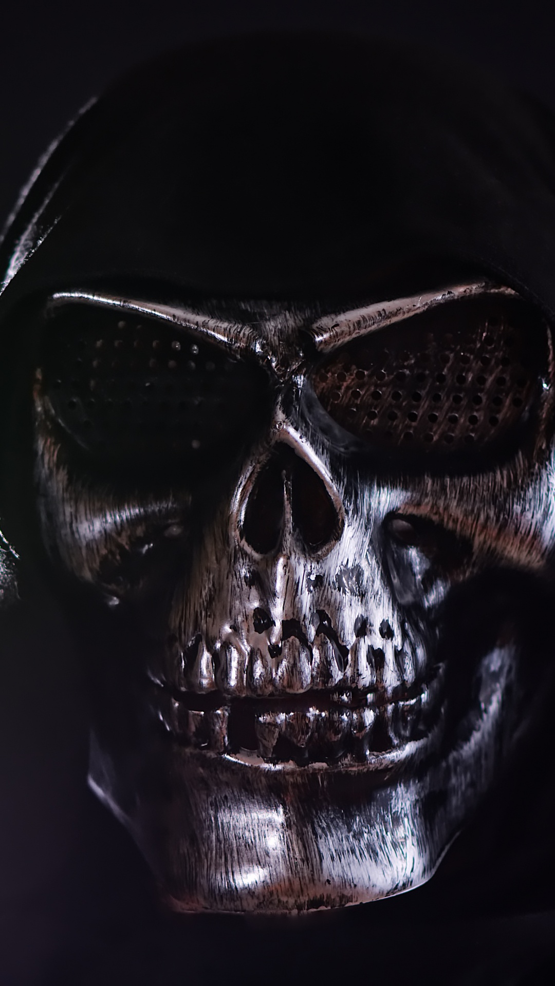 Schwarz-silberne Totenkopfmaske. Wallpaper in 1080x1920 Resolution