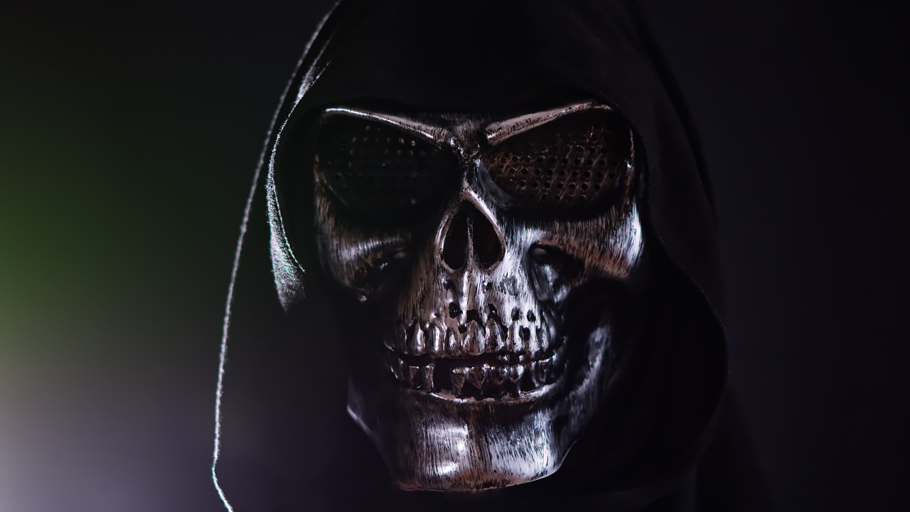 Schwarz-silberne Totenkopfmaske. Wallpaper in 1280x720 Resolution