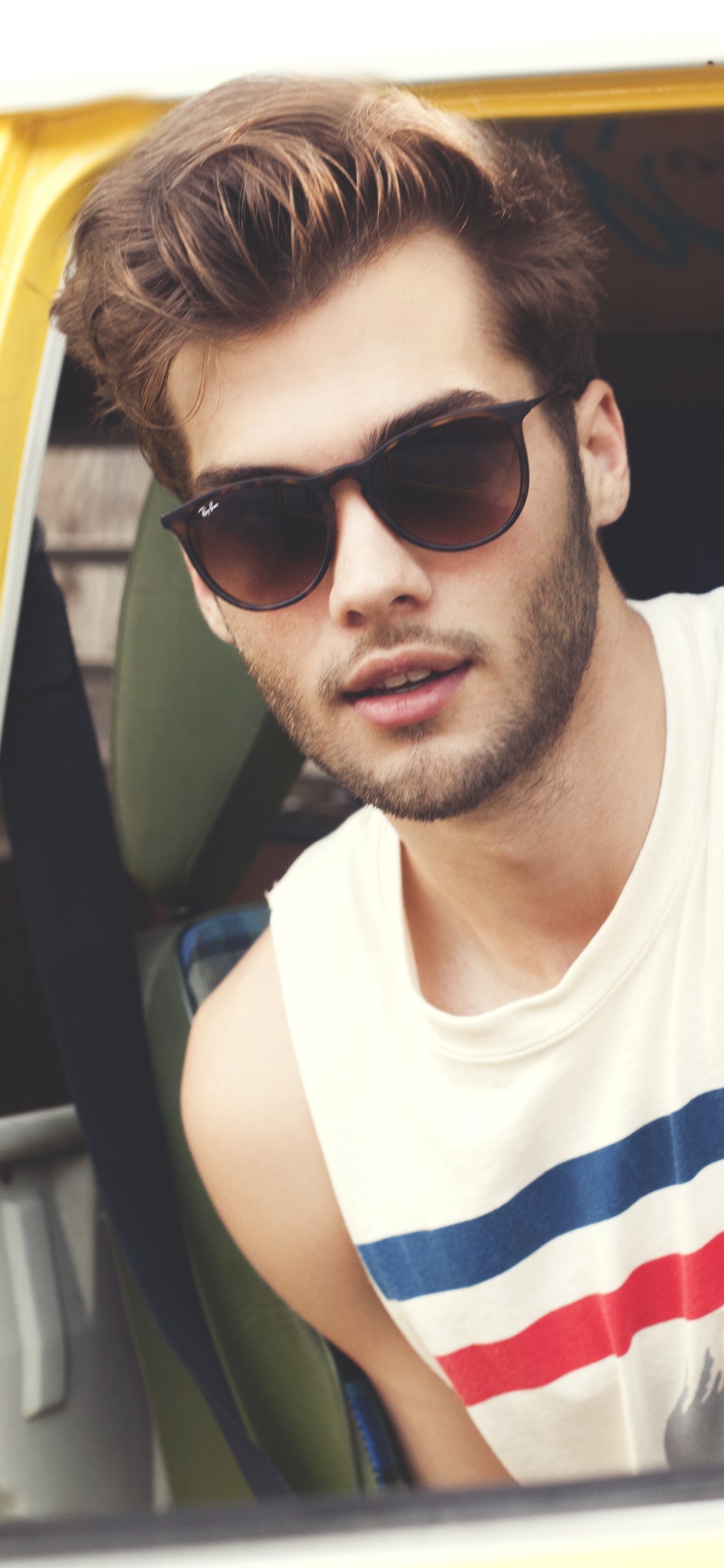 Man, Eyewear, Sunglasses, Cool, Yellow. Wallpaper in 1242x2688 Resolution