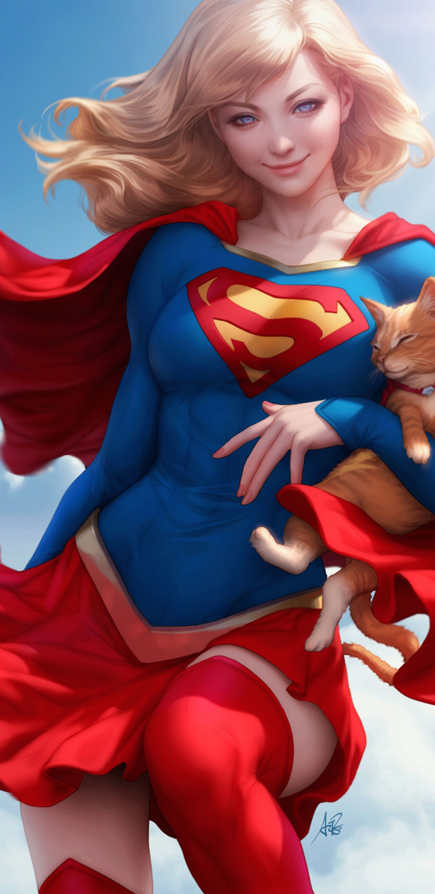 Superwoman, Marvel Portfolio Artgerm, Stanley Lau, Supergirl 2016- 26, Supergirl. Wallpaper in 1440x2960 Resolution