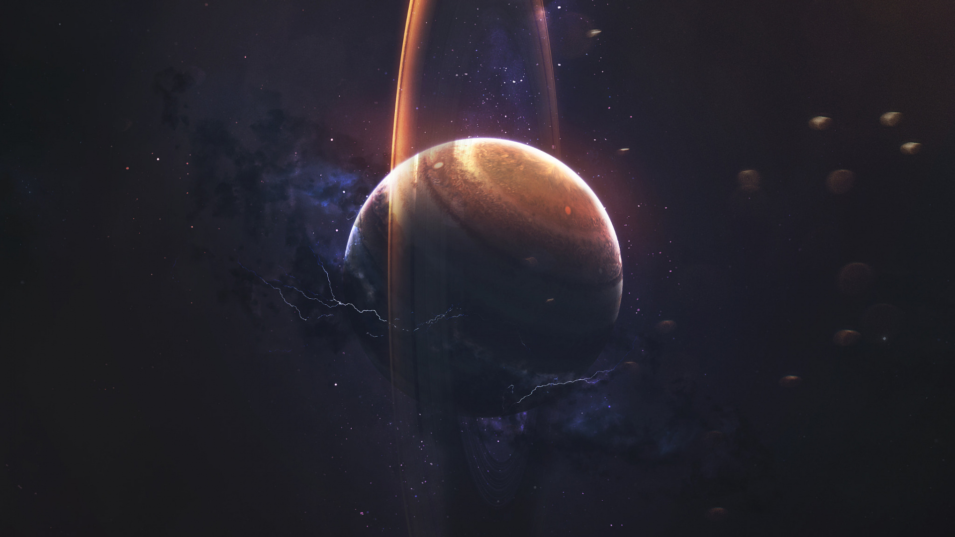 Schwarz-weißer Planet Mit Licht. Wallpaper in 1920x1080 Resolution