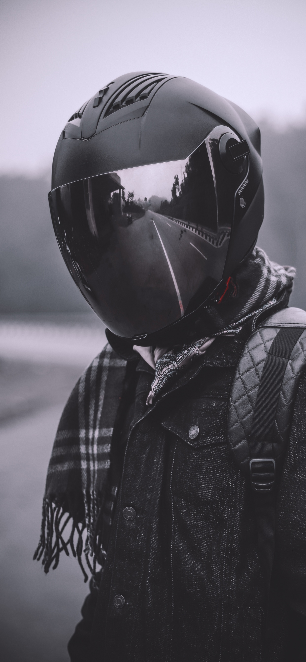 外套, 肖像, 白色, 黑色的, 脖子 壁纸 1242x2688 允许