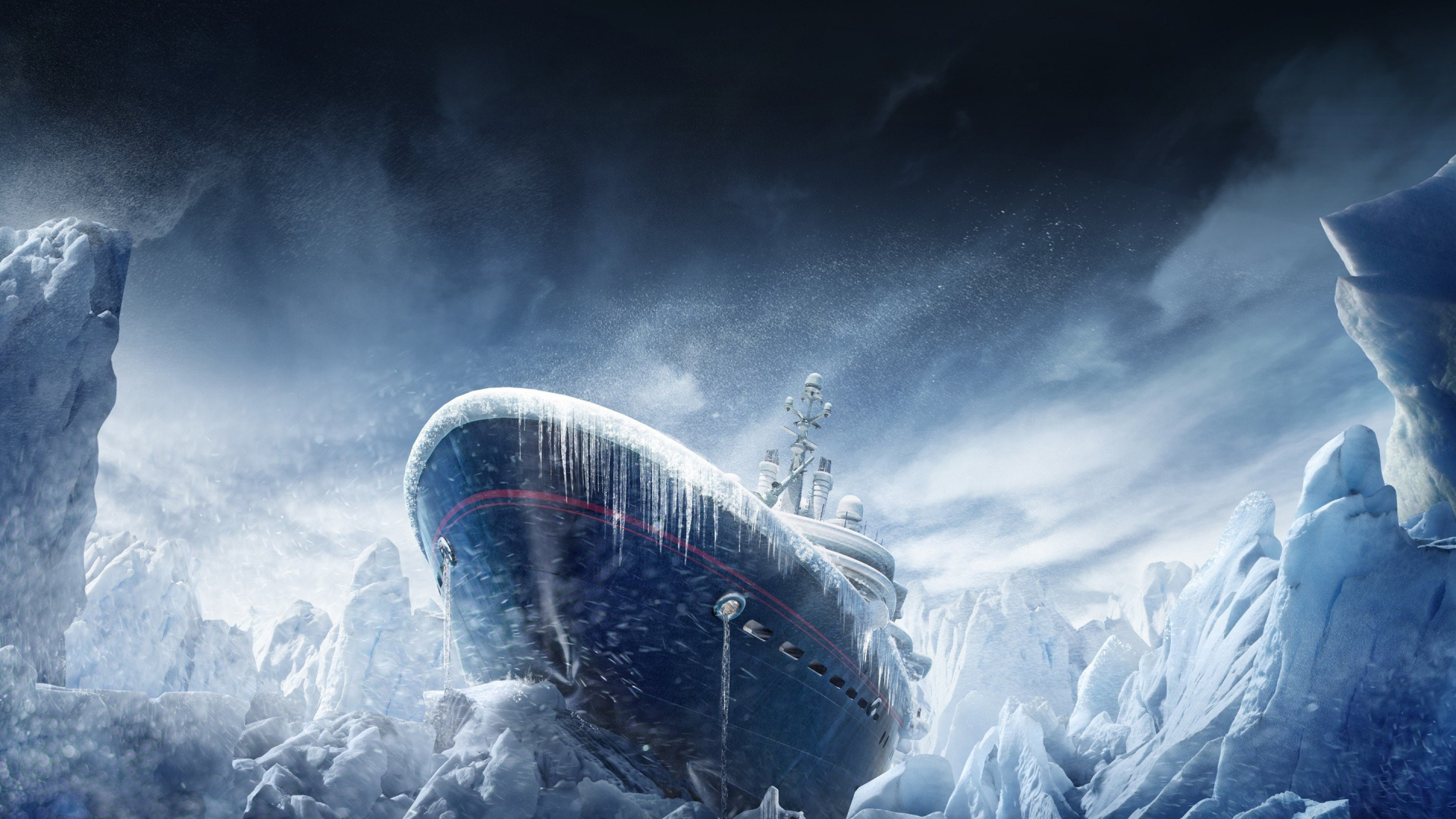 气氛, 山脉, 高船, 冻结, 北极 壁纸 1920x1080 允许