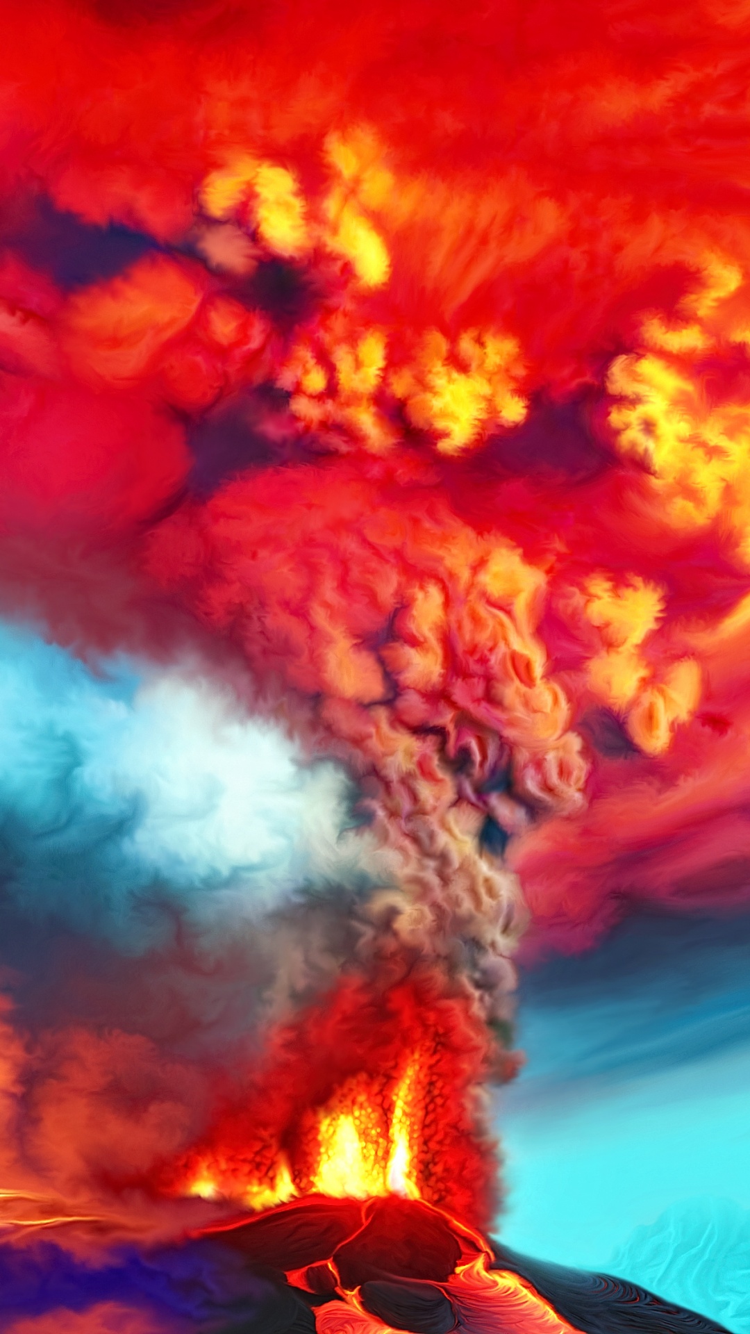 绘画, 爆炸, 类型的火山爆发, 火焰, 艺术 壁纸 1080x1920 允许