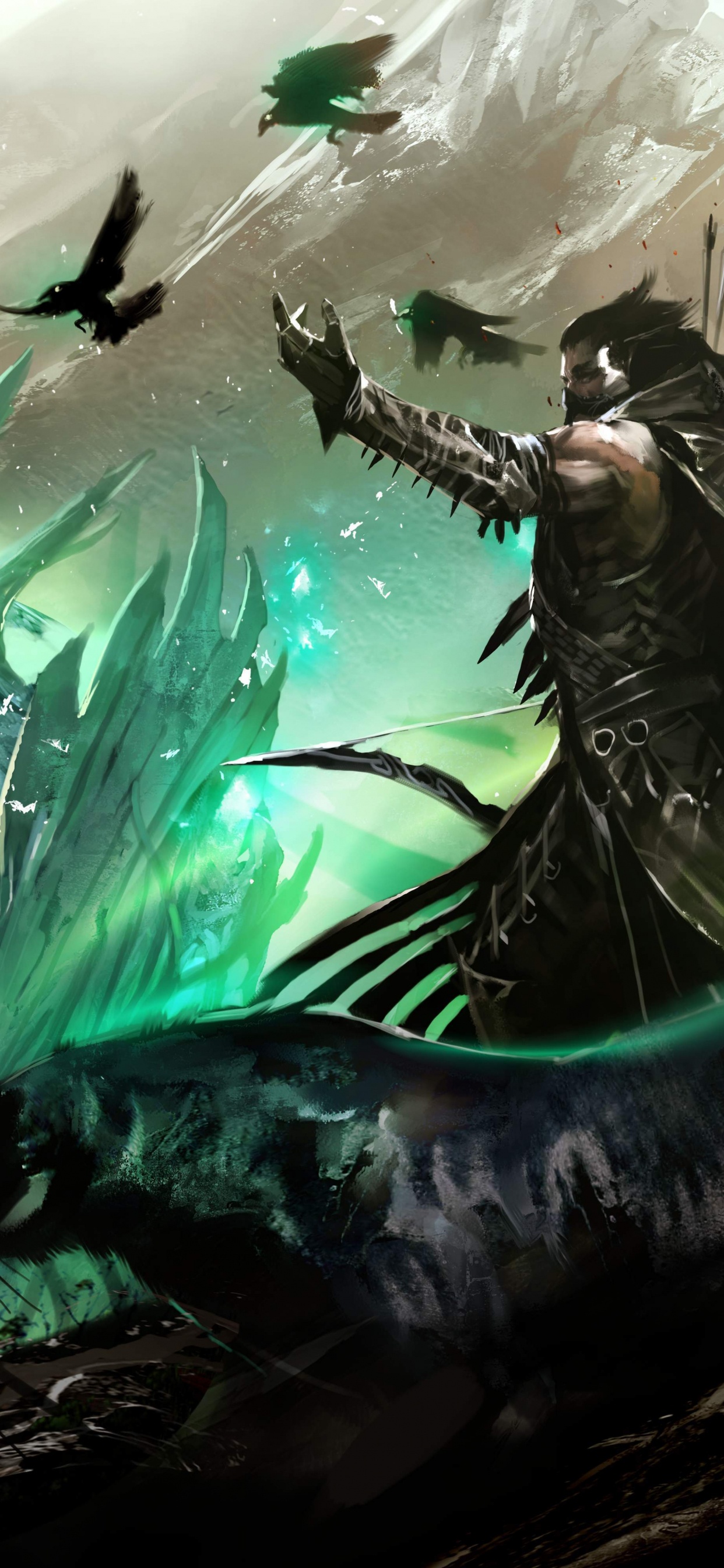 Hombre de Traje Negro Con Espada Negra. Wallpaper in 1242x2688 Resolution