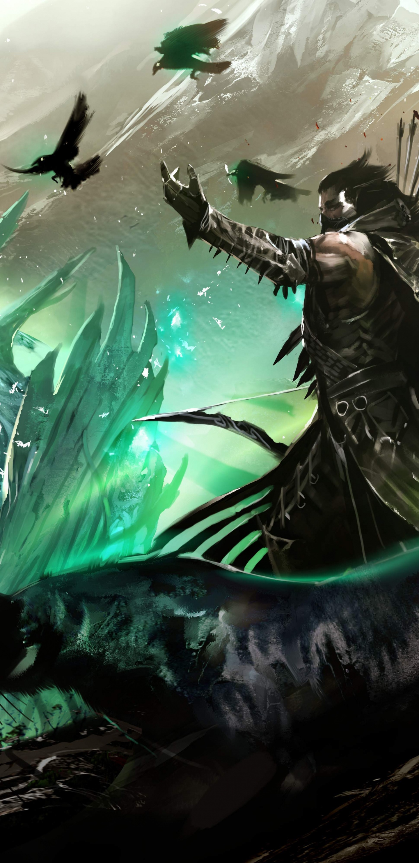 Homme en Costume Noir Tenant Une Épée Noire. Wallpaper in 1440x2960 Resolution