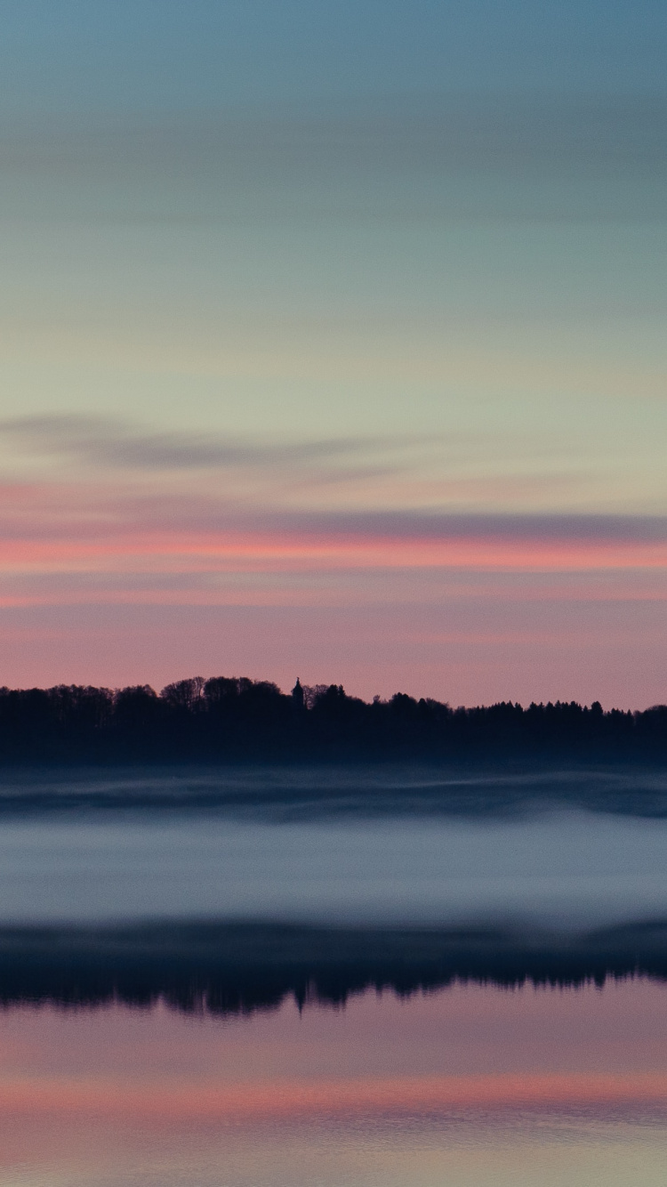 Nature, Horizon, Eau, Réflexion, Matin. Wallpaper in 750x1334 Resolution