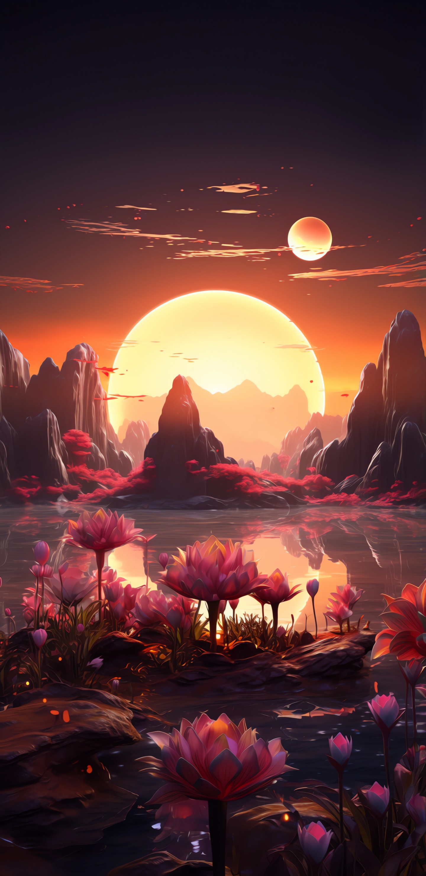 Afterglow, Sonnenuntergang, Sonne, Ökoregion, Licht. Wallpaper in 1440x2960 Resolution