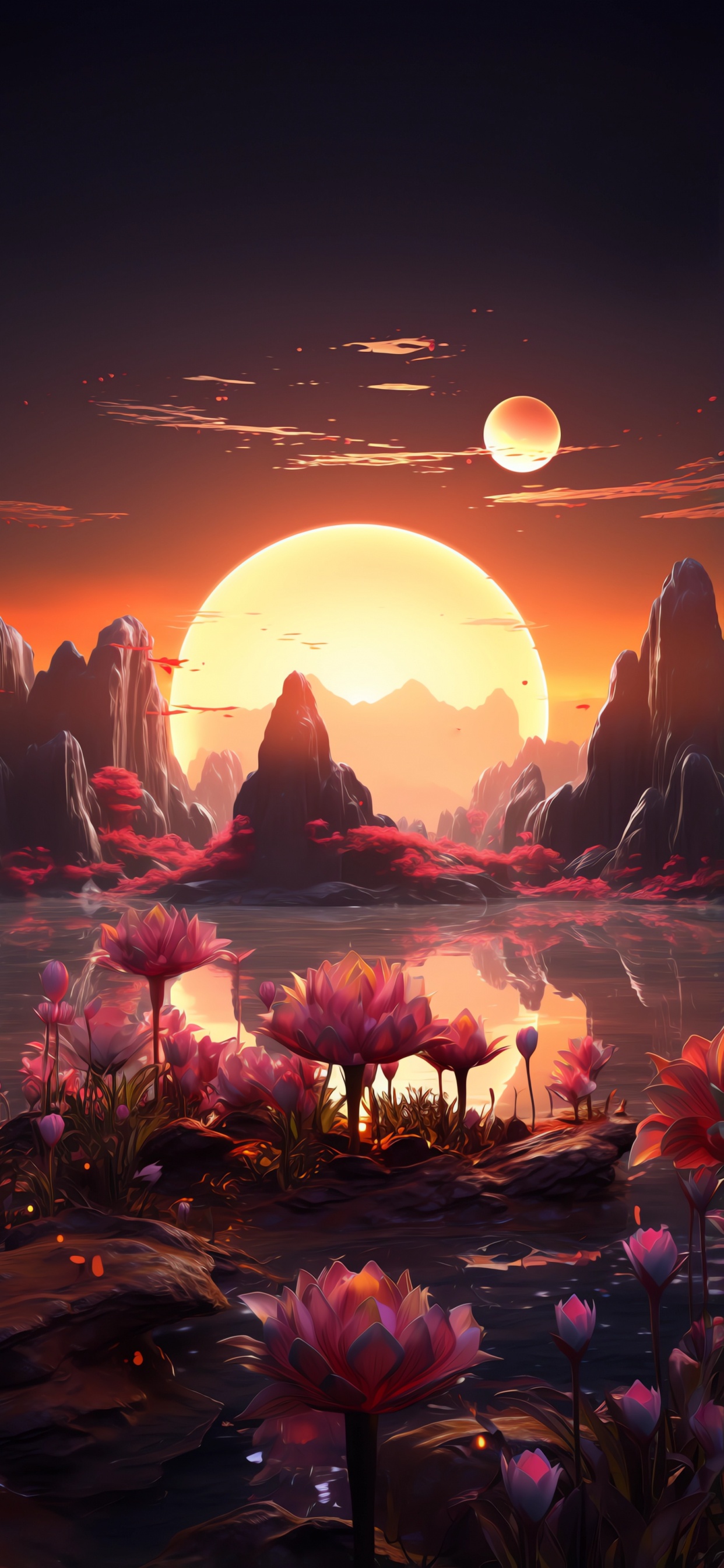 Afterglow, Sunset, Sun, Ecoregion, Plant. Wallpaper in 1242x2688 Resolution