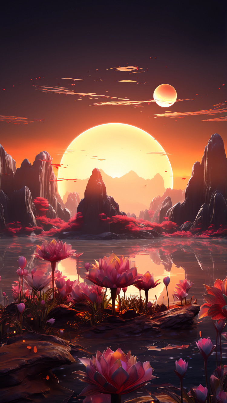 余辉, 日落, 太阳, 生态区, 光 壁纸 750x1334 允许