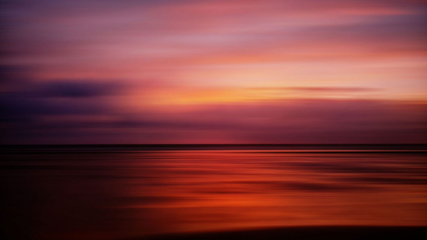 Horizon, Sunset, Afterglow, Sunrise, Sea. Wallpaper in 1366x768 Resolution