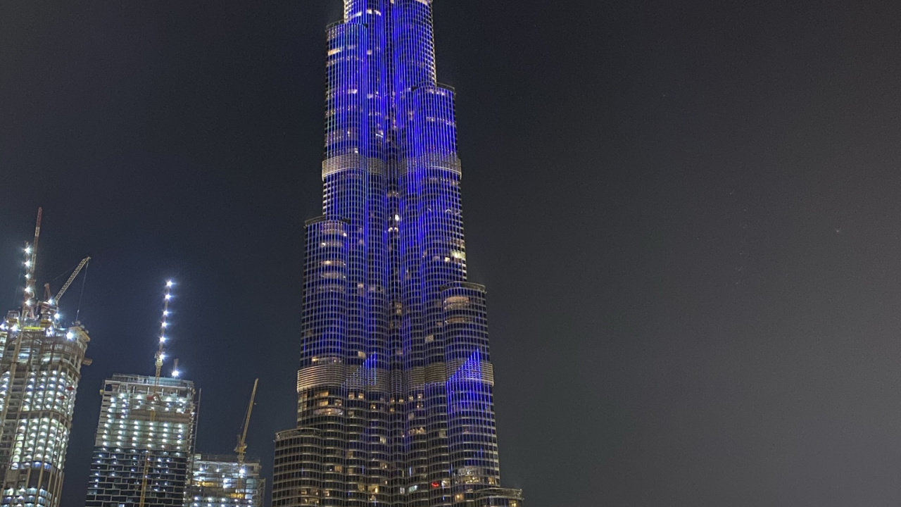 Dubai, Burj Khalifa, Skyscraper, Night, Tower. Wallpaper in 1280x720 Resolution