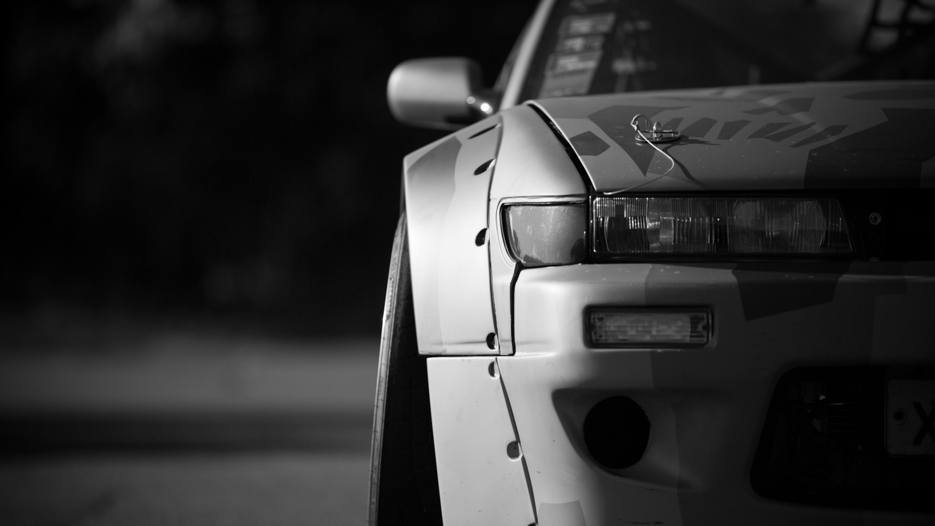 Grayscale Photo of Car on Road. Wallpaper in 1920x1080 Resolution
