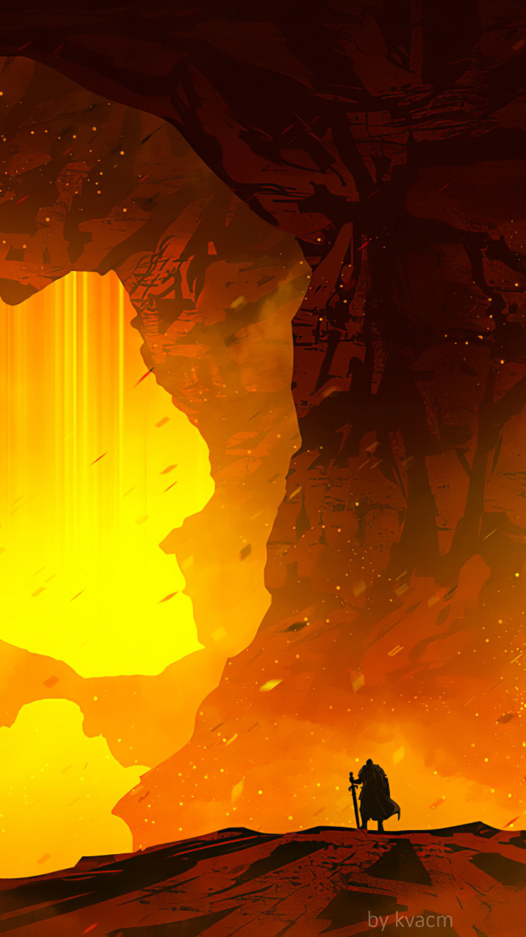 Person in Black Jacket Standing in Cave. Wallpaper in 750x1334 Resolution