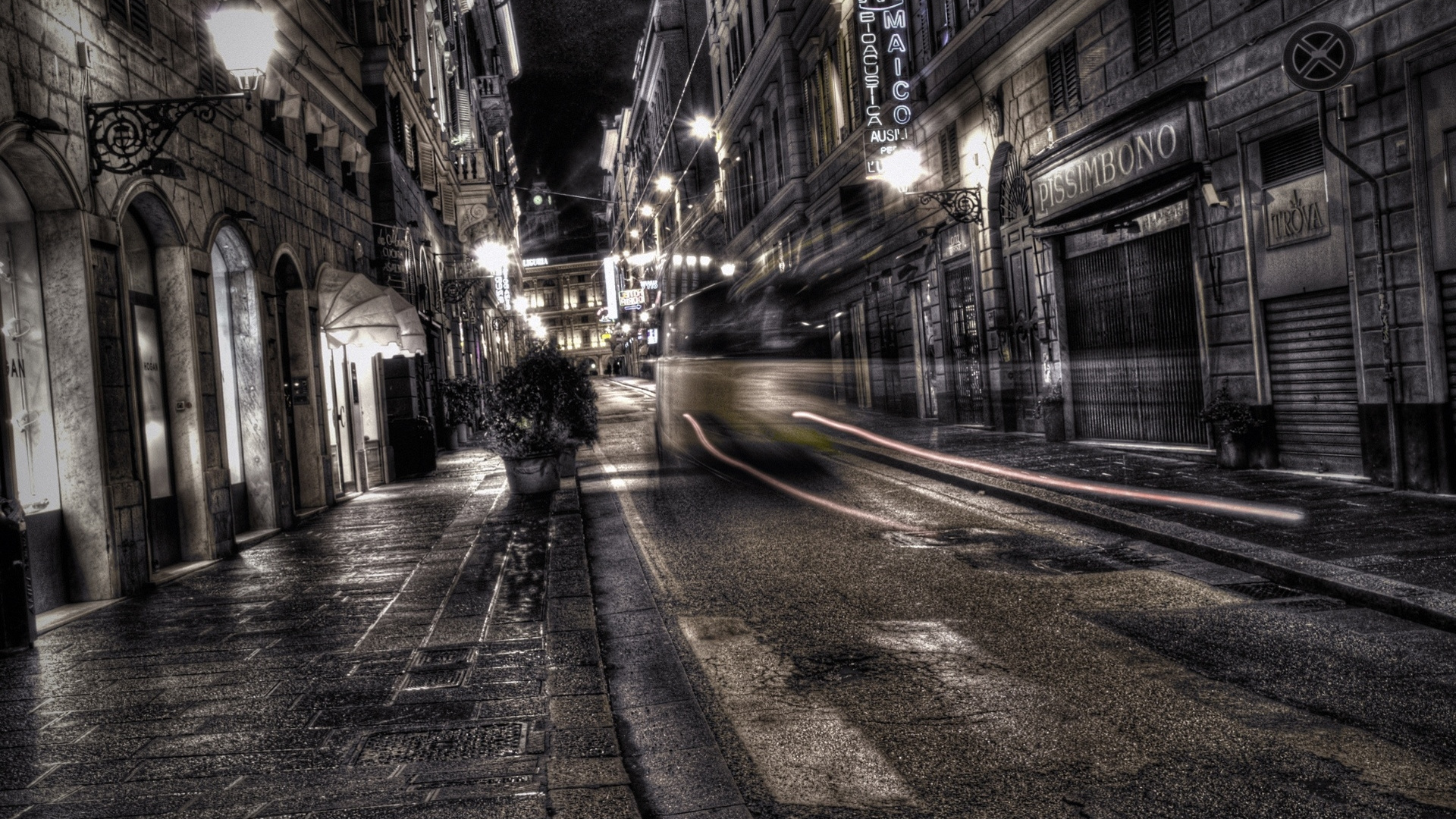 Time Lapse Photography of Cars on Road Between Buildings During Night Time. Wallpaper in 1920x1080 Resolution