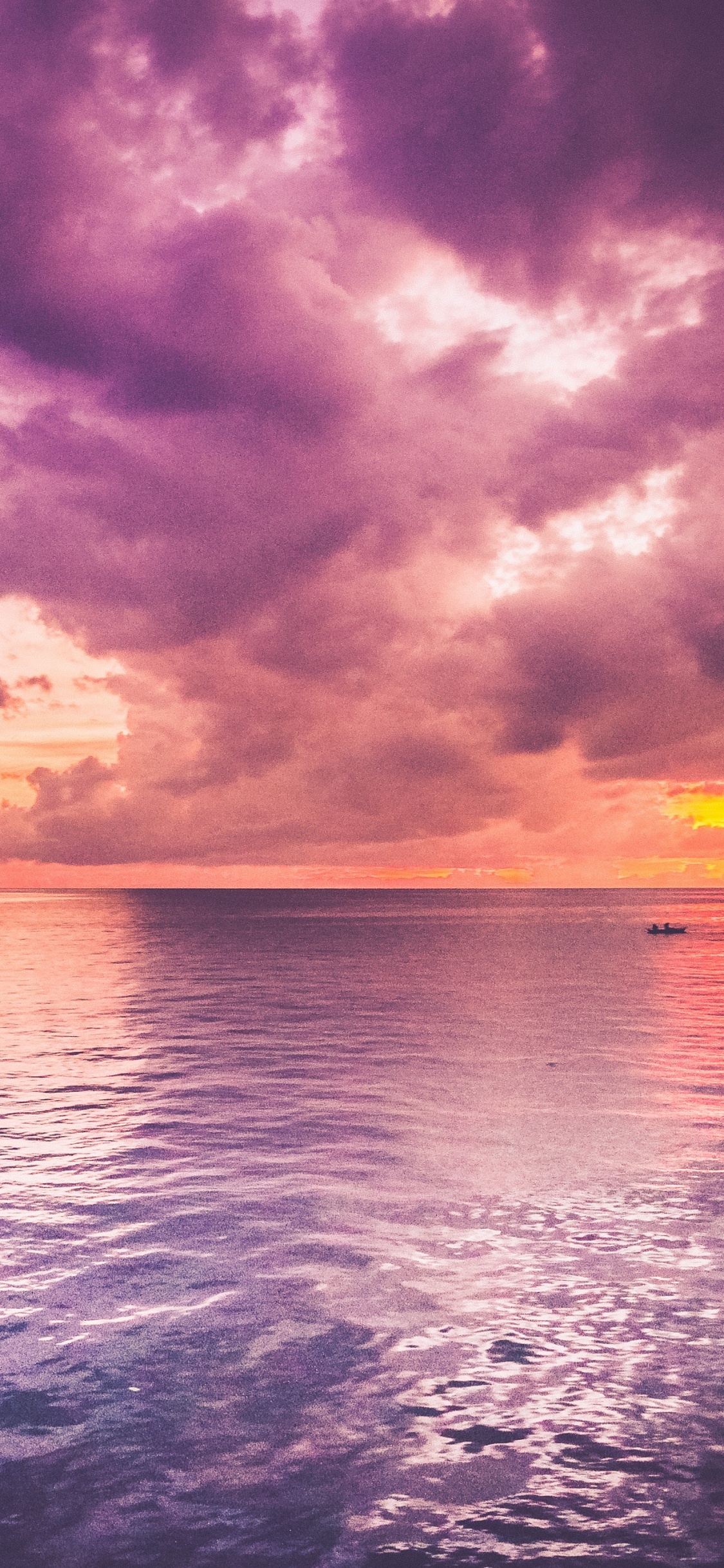 Sunset, Horizon, Sea, Body of Water, Nature. Wallpaper in 1125x2436 Resolution