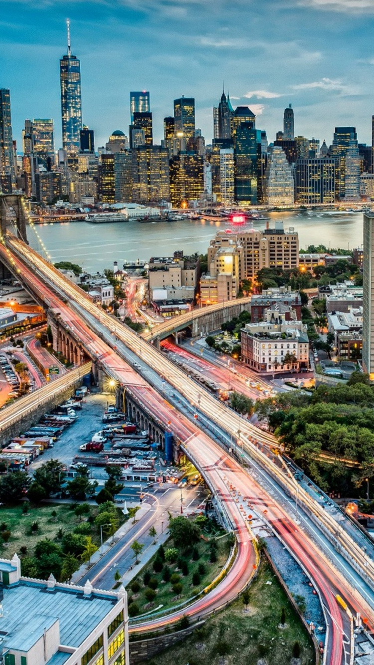 City Buildings and Cars on Highway During Night Time. Wallpaper in 750x1334 Resolution