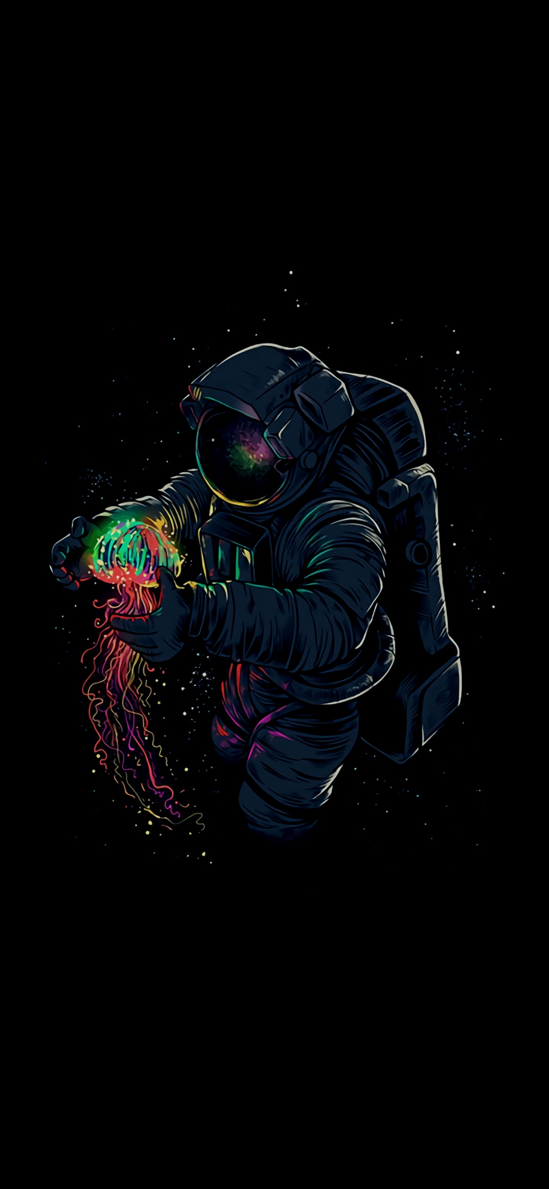 Amoled, Astronaut Holding Jellyfish, Astronaut, Outer Space, Sleeve. Wallpaper in 1125x2436 Resolution