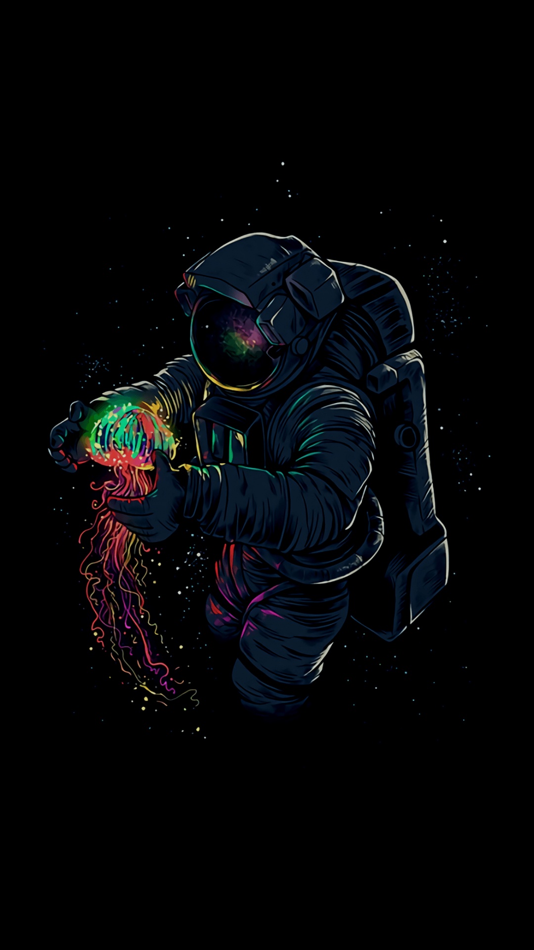 Amoled, Astronaute Tenant Une Méduse, Astronaute, Espace Extérieur, Manche. Wallpaper in 1080x1920 Resolution