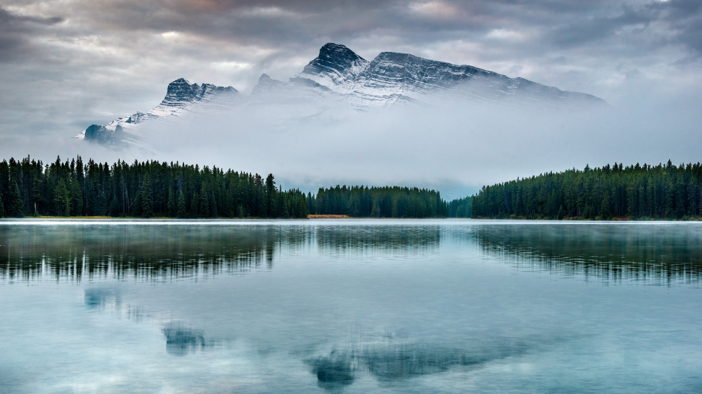Banff, Naturlandschaft, Natur, Gewässer, Reflexion. Wallpaper in 1366x768 Resolution