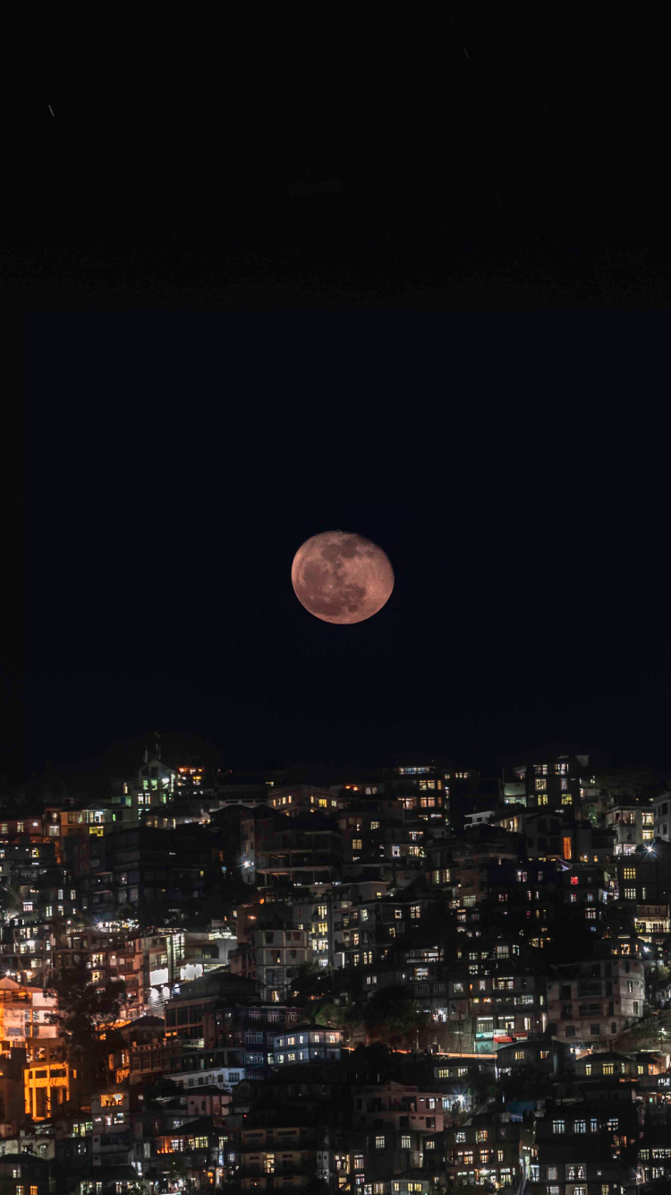 Les Gens se Rassemblent Dans la Rue Pendant la Nuit. Wallpaper in 750x1334 Resolution