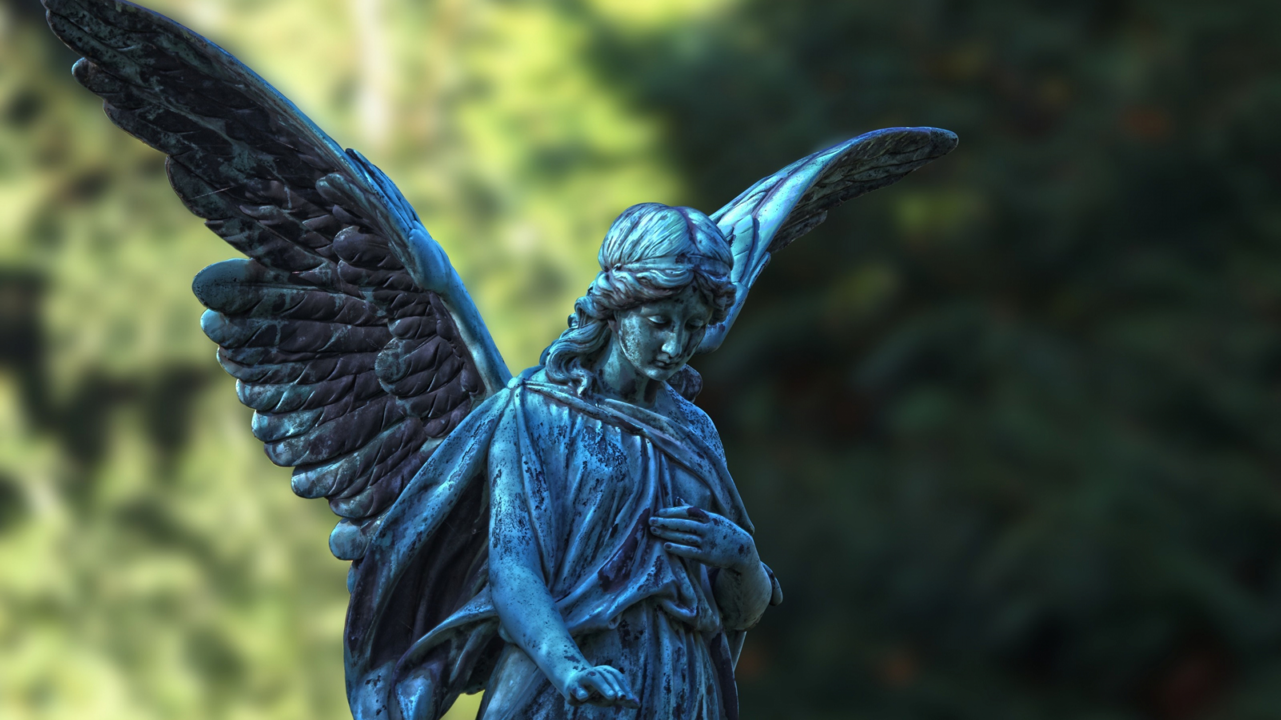 Statue D'ange en Photographie Rapprochée. Wallpaper in 2560x1440 Resolution