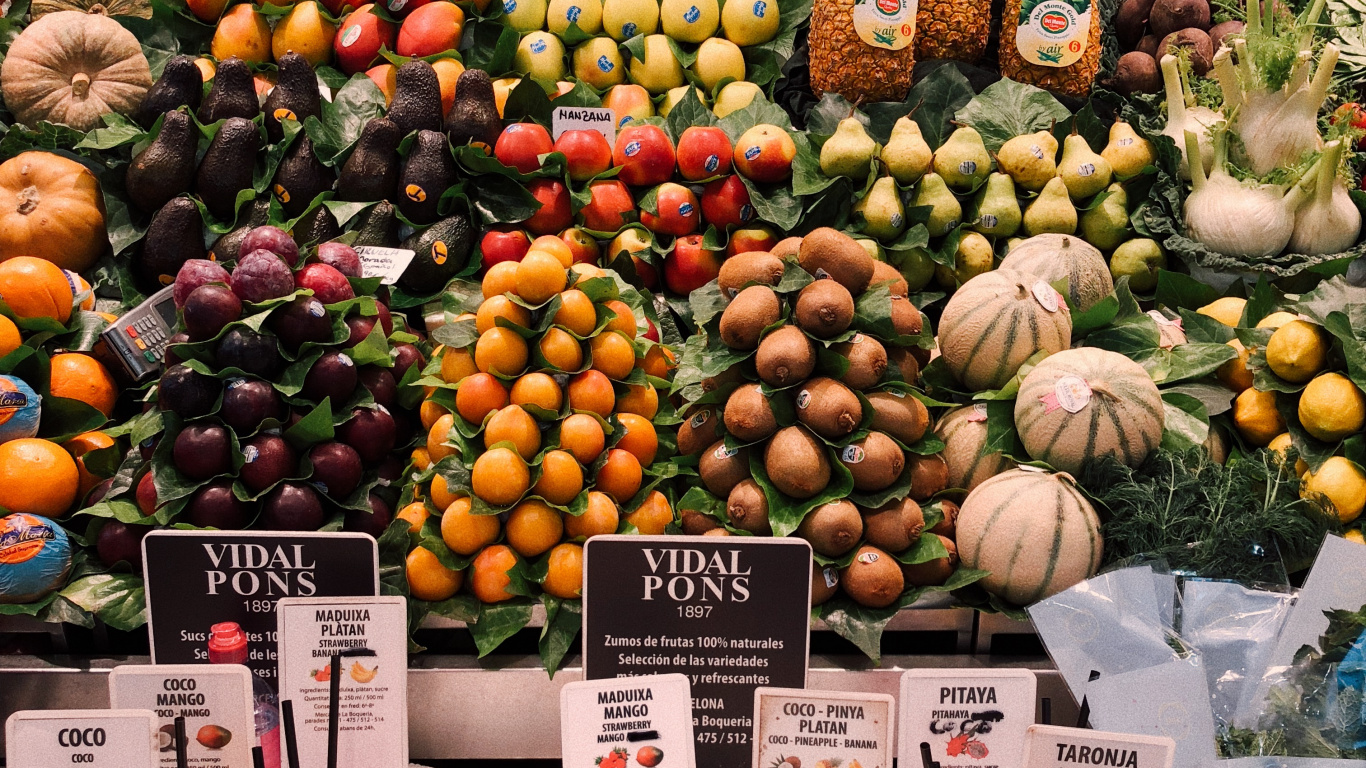 Alimentos Naturales, Comida Natural, Vegetal, Supermercado, Verdulero. Wallpaper in 1366x768 Resolution