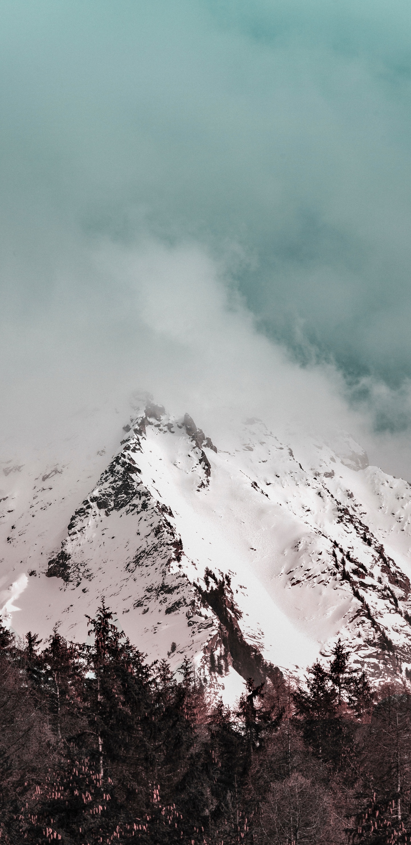 Mountain Range, Mountain, Snow, Cloud, Mountainous Landforms. Wallpaper in 1440x2960 Resolution