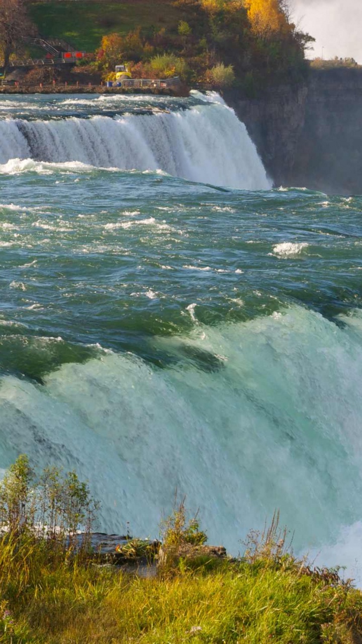 Waterfalls Near Green Grass Field During Daytime. Wallpaper in 720x1280 Resolution