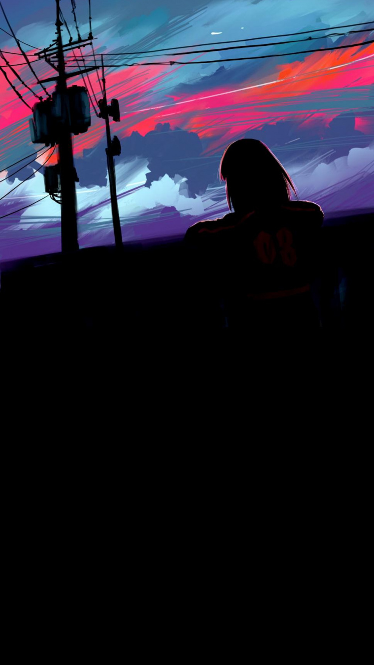 Ios, Dusk, Purple, Silhouette, Backlighting. Wallpaper in 750x1334 Resolution