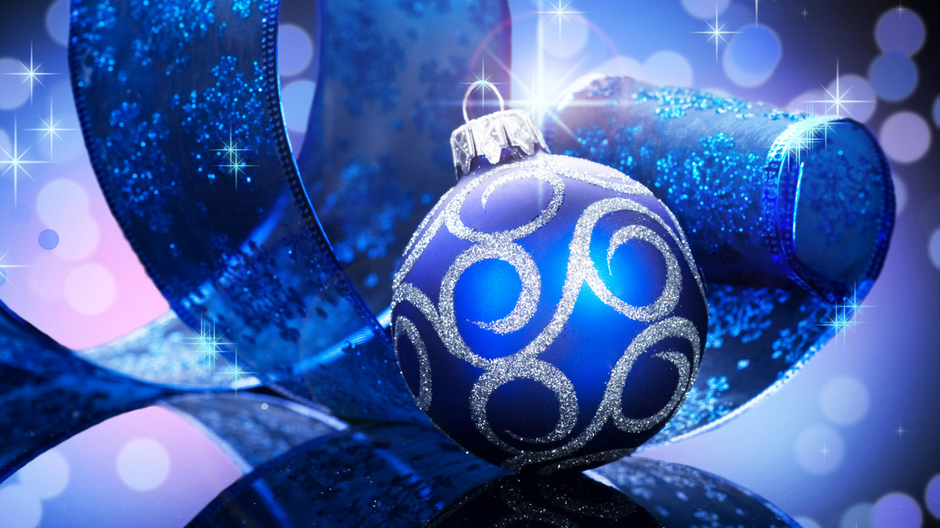 El Día De Navidad, Adorno de Navidad, Nochevieja, Azul, Azul Cobalto. Wallpaper in 1366x768 Resolution