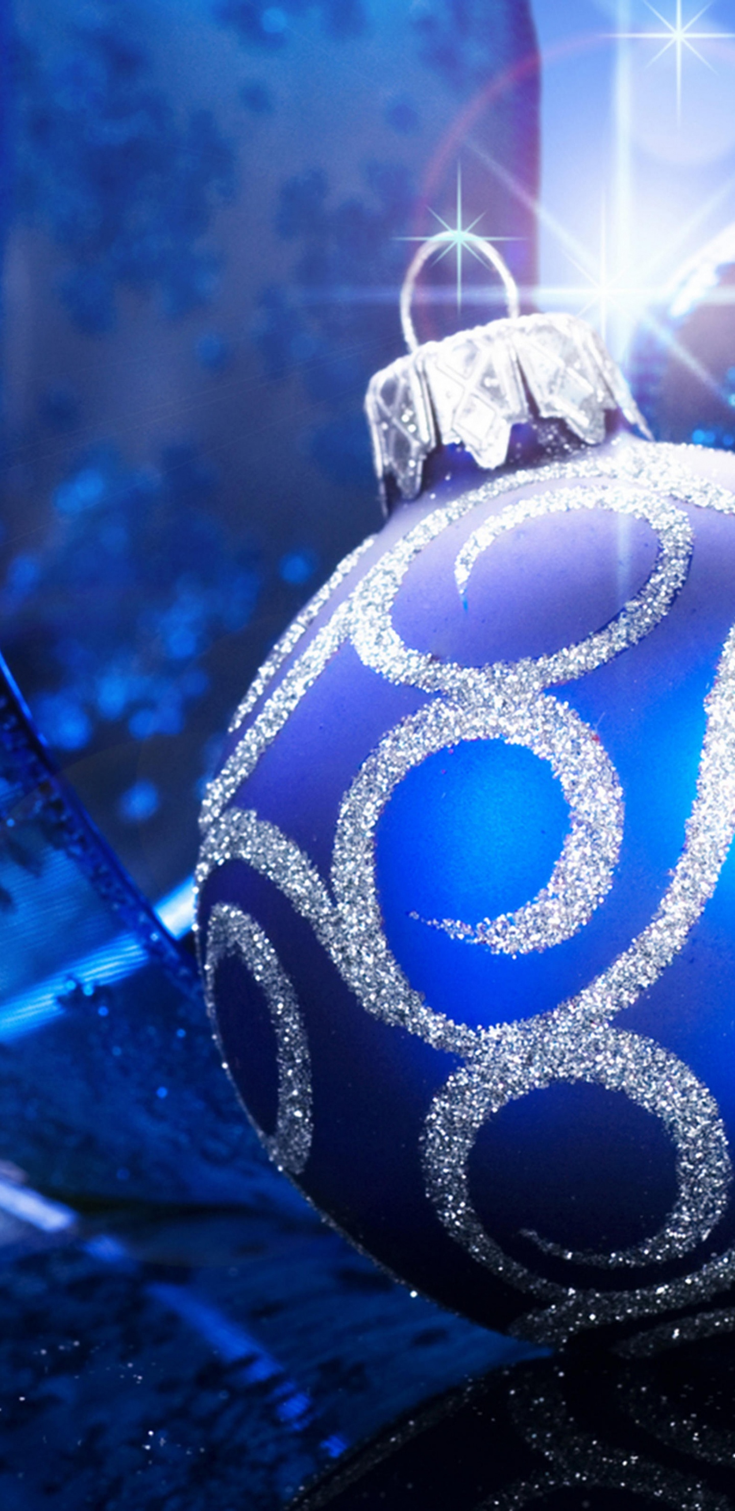 Christmas Day, Christmas Ornament, New Year, Blue, Cobalt Blue. Wallpaper in 1440x2960 Resolution