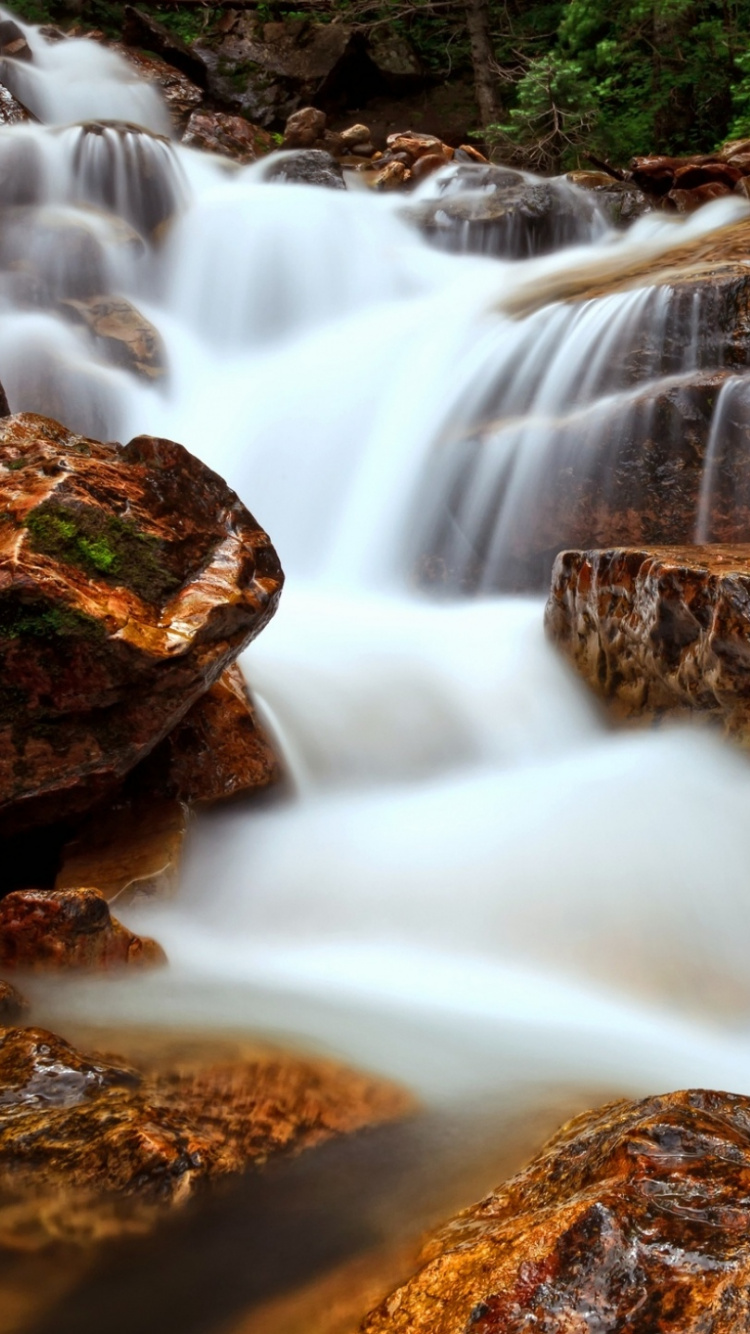 Fotografía de Lapso de Tiempo de Cascadas de Agua.. Wallpaper in 750x1334 Resolution