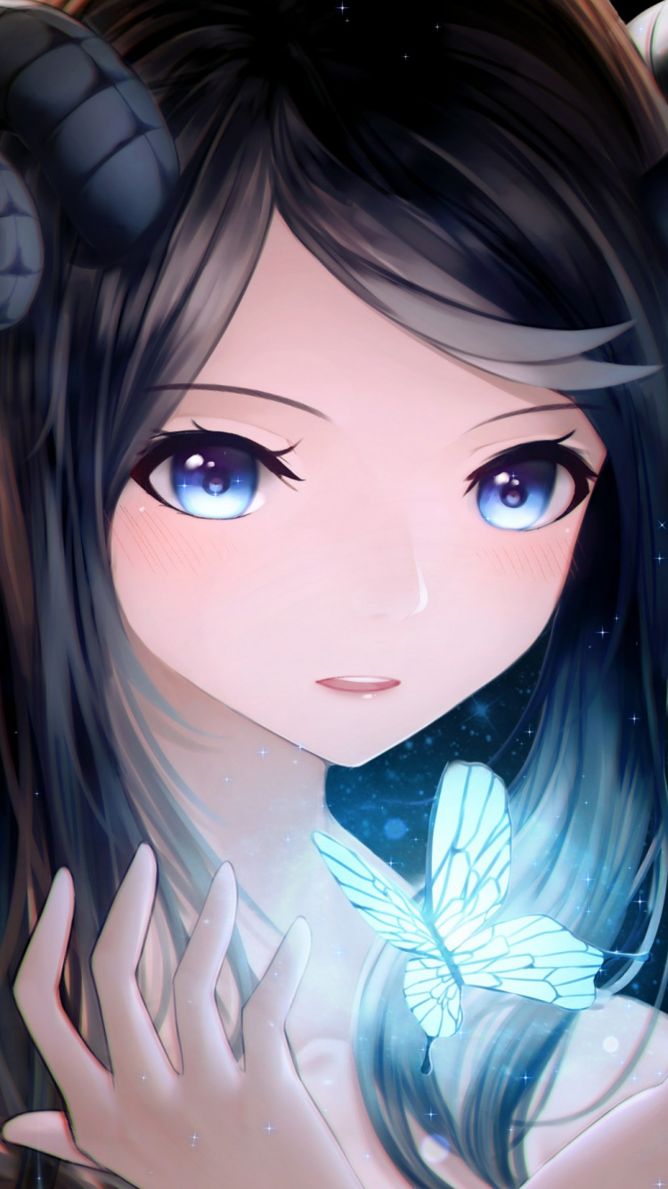 Personnage D'anime Femme Aux Cheveux Noirs. Wallpaper in 750x1334 Resolution