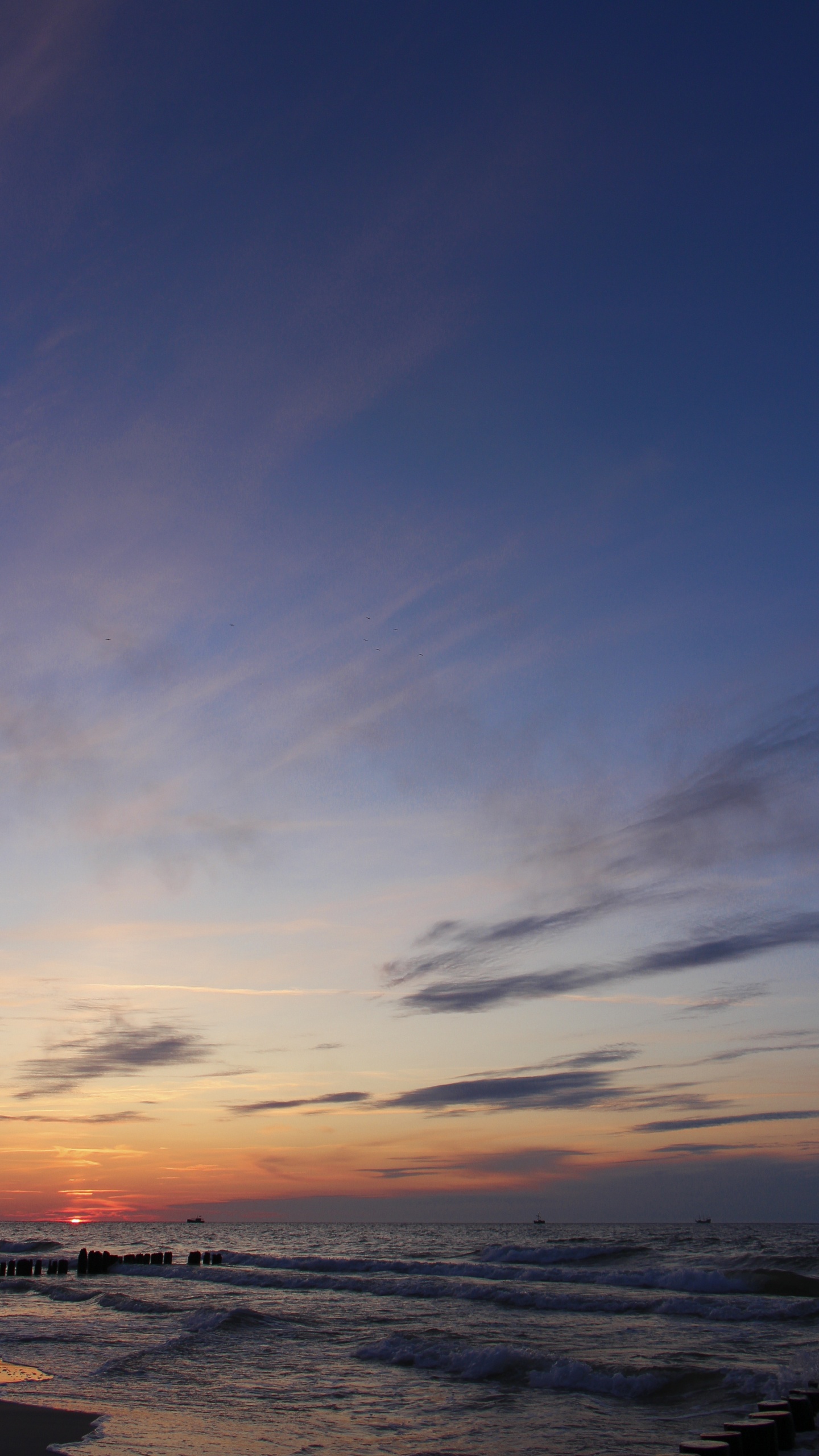 Mer, Horizon, Afterglow, Lever, Soir. Wallpaper in 1440x2560 Resolution