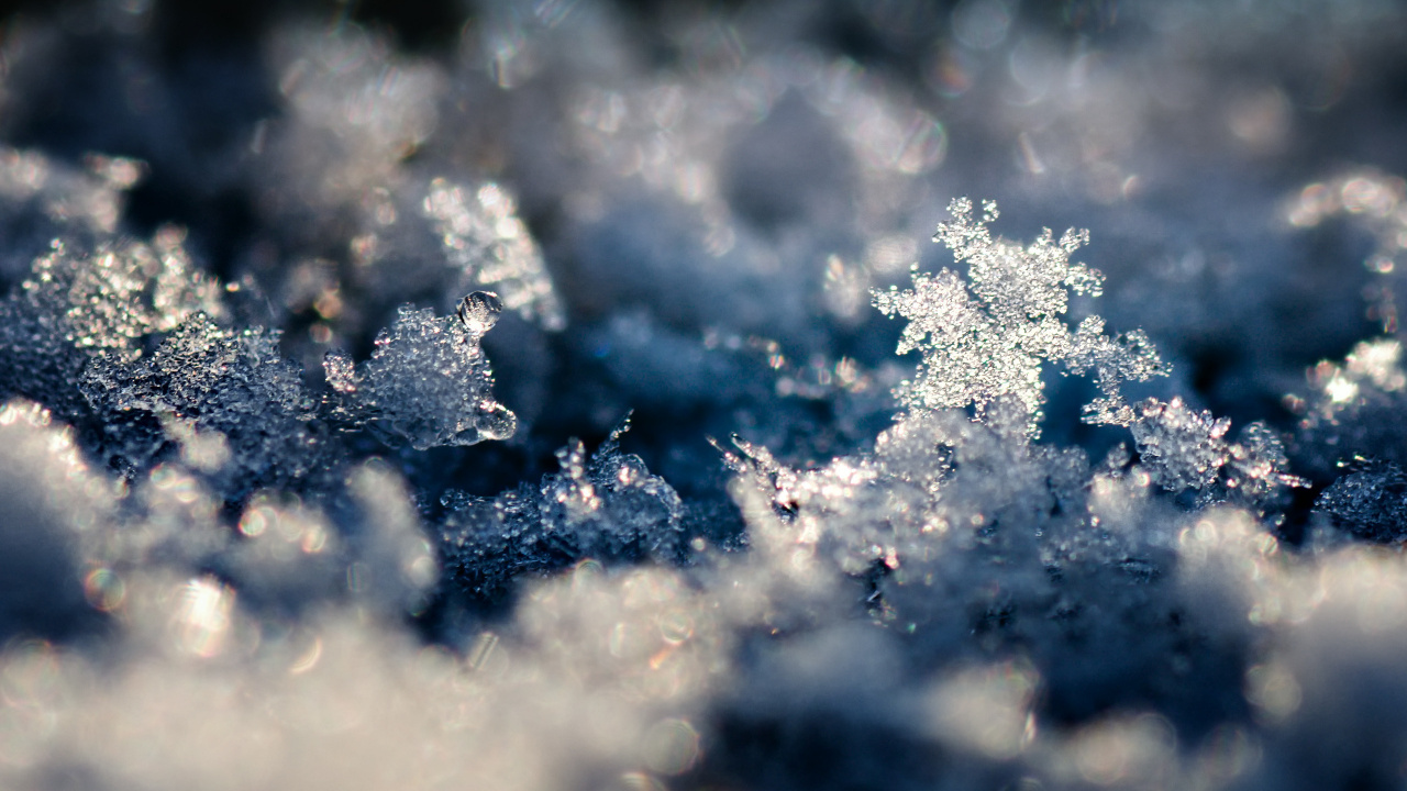 White Snow on Blue Background. Wallpaper in 1280x720 Resolution