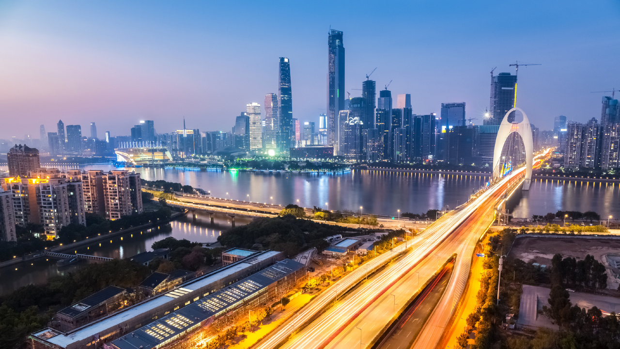 Time Lapse Photography of City Skyline During Night Time. Wallpaper in 1280x720 Resolution