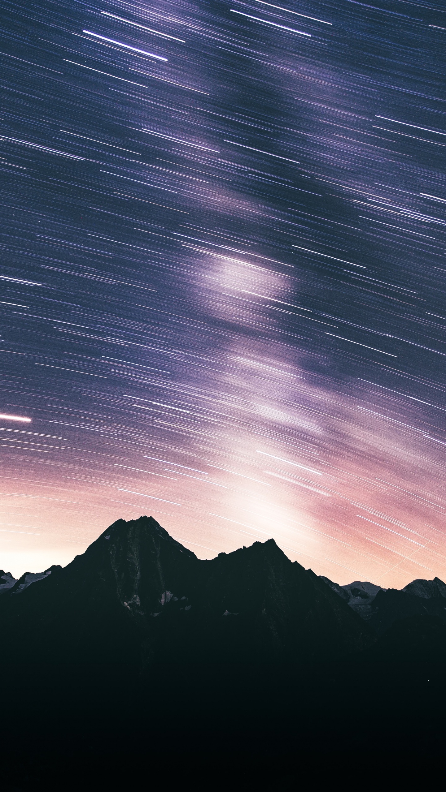 Nacht, Bergigen Landschaftsformen, Atmosphäre, Bergkette, Horizont. Wallpaper in 1440x2560 Resolution