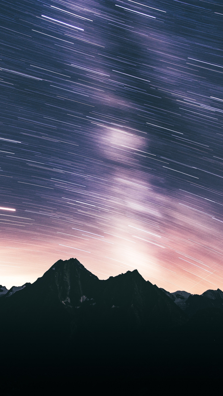 Night, Mountainous Landforms, Mountain, Atmosphere, Mountain Range. Wallpaper in 750x1334 Resolution