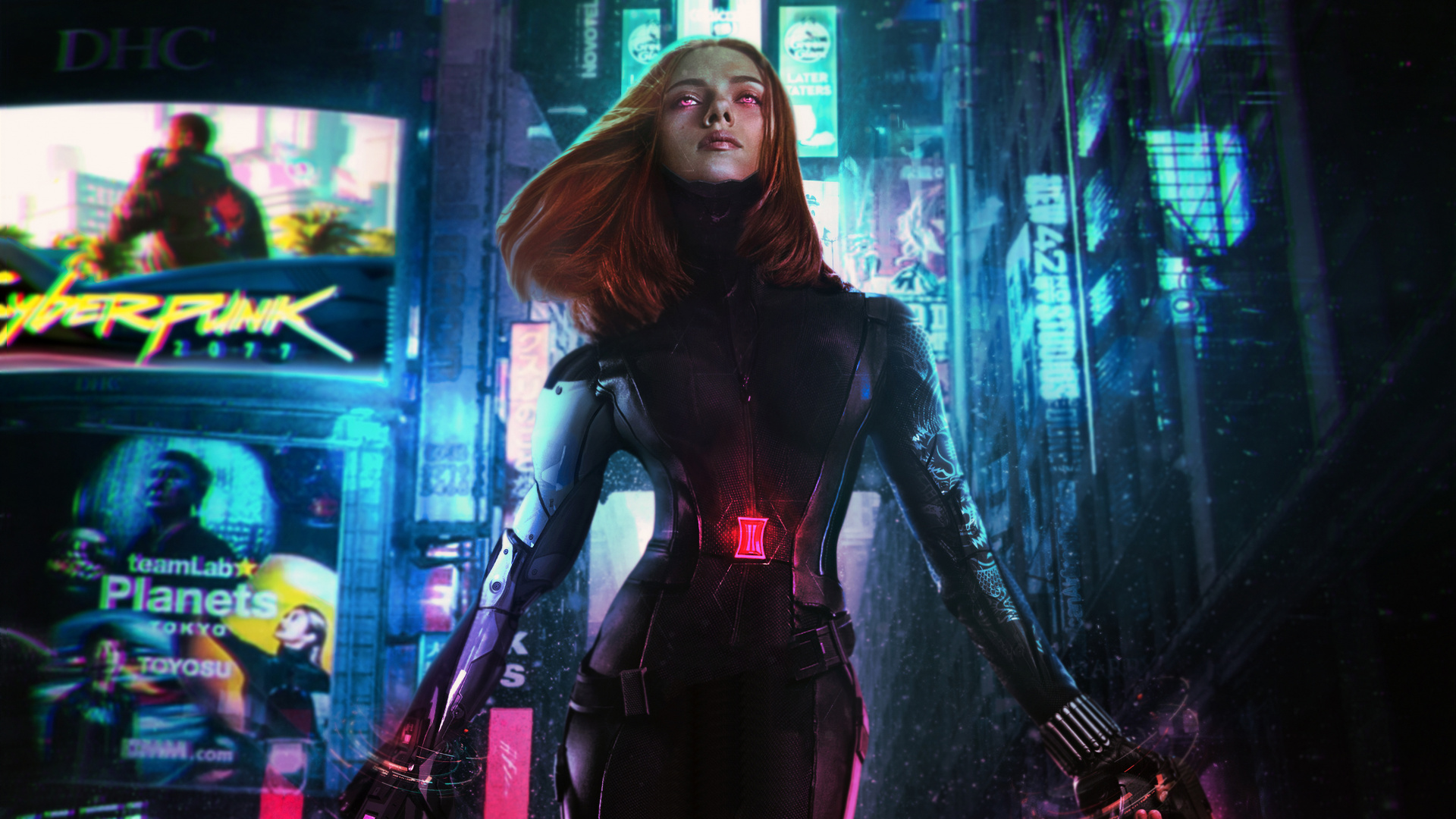 Cyberpunk 2077, Black Widow, Cyberpunk, Darkness, Action Figure. Wallpaper in 1920x1080 Resolution
