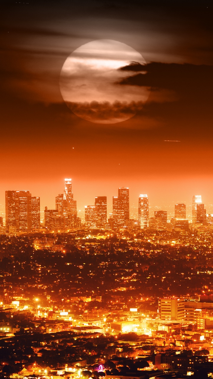 Skyline Der Stadt Bei Nacht Night. Wallpaper in 720x1280 Resolution