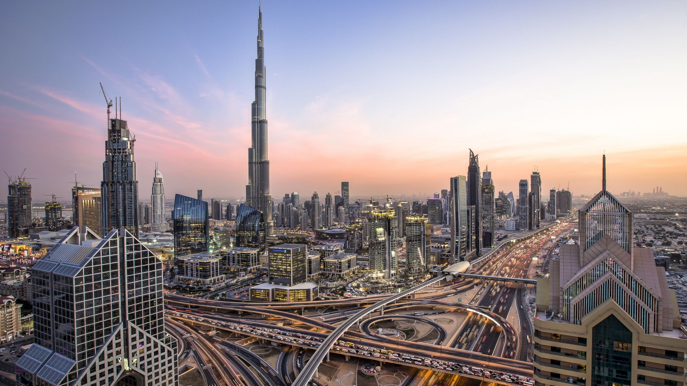 City Skyline During Night Time. Wallpaper in 1366x768 Resolution