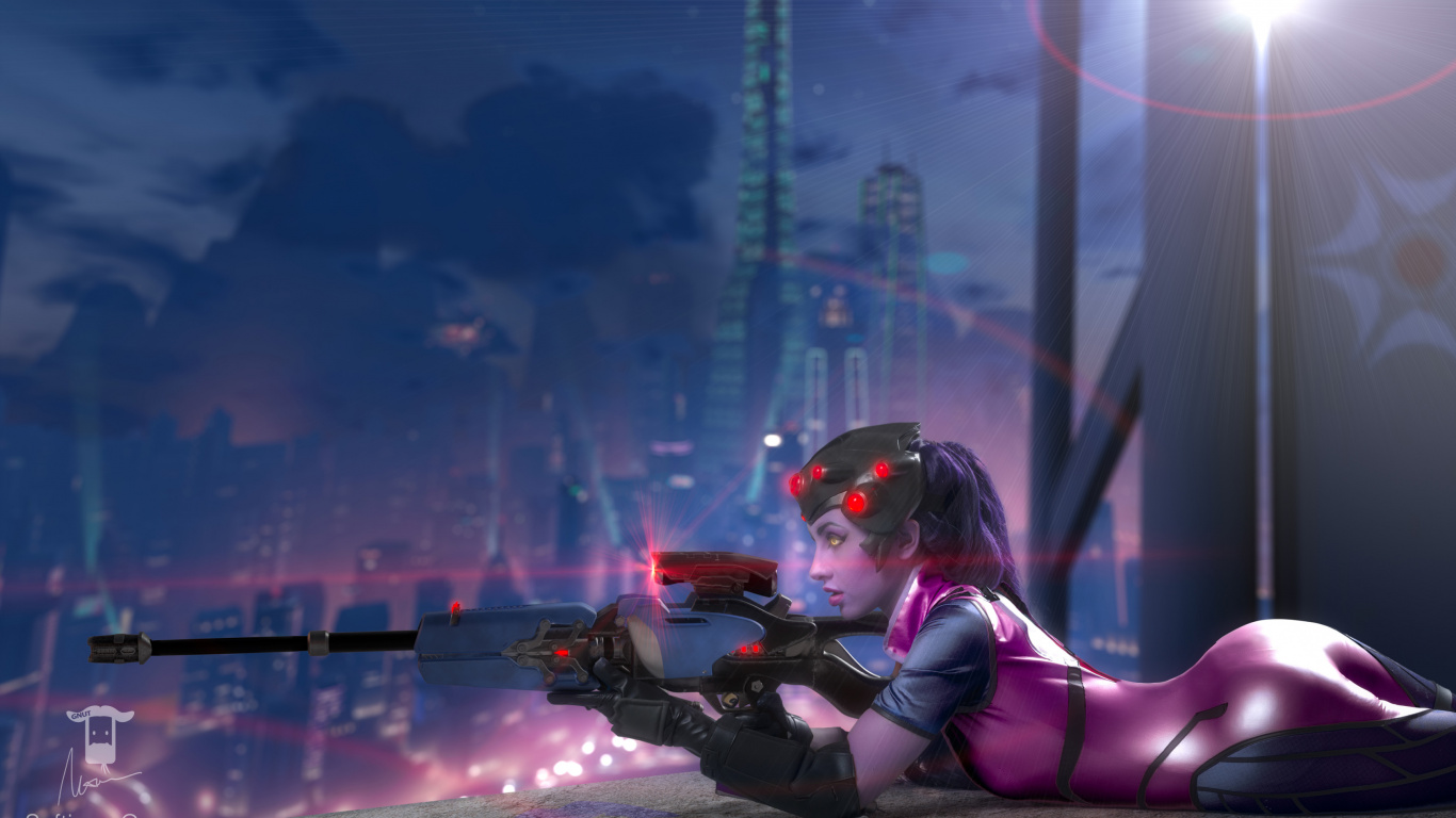 Overwatch, Cosplay, Purpur, Unterhaltung, Spaß. Wallpaper in 1366x768 Resolution