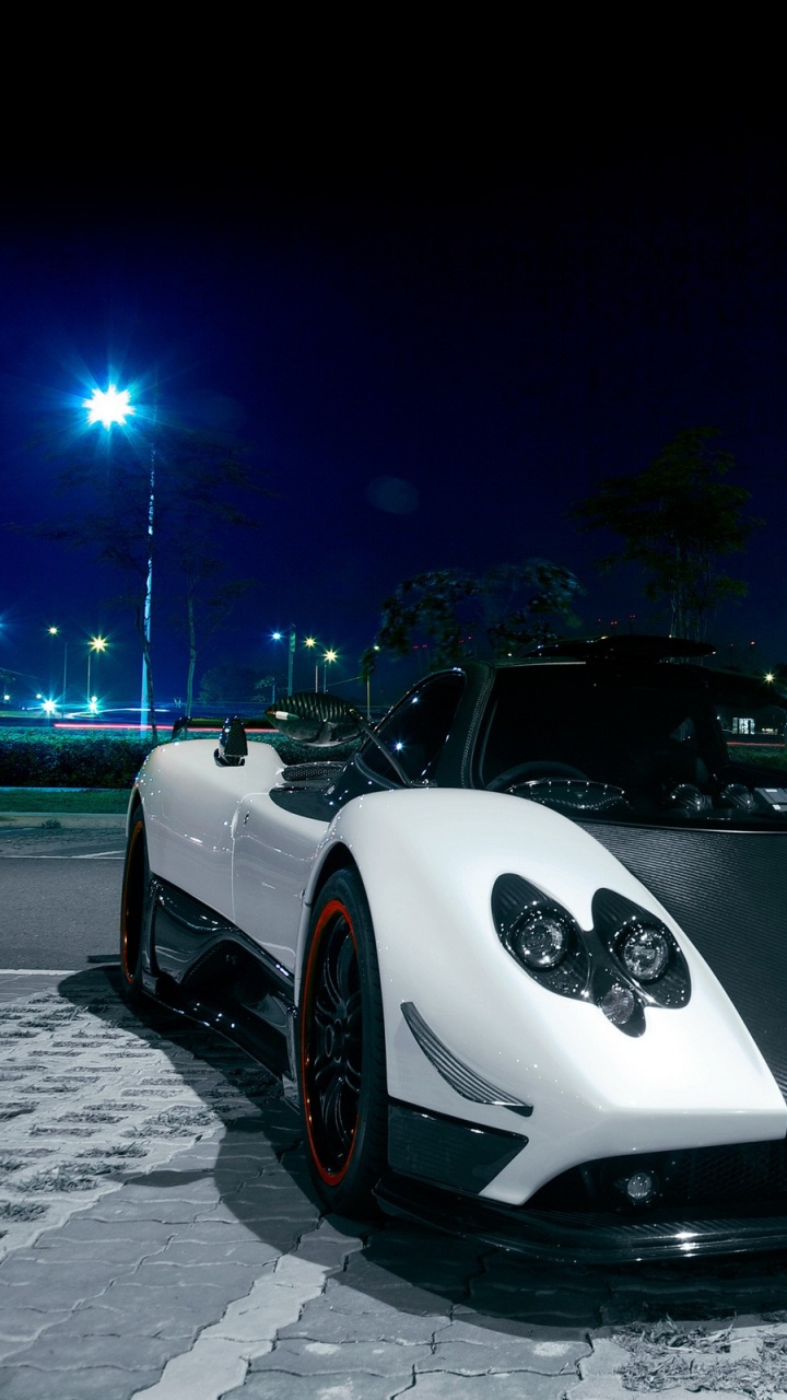 White and Black Sports Car on Road During Night Time. Wallpaper in 720x1280 Resolution
