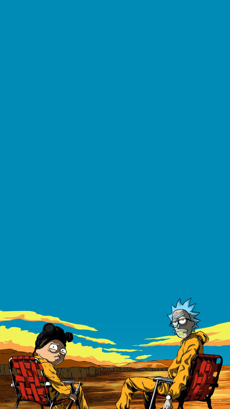 Breaking Bad, Rick and Morty, Animated Series, Painting, Fiction. Wallpaper in 750x1334 Resolution