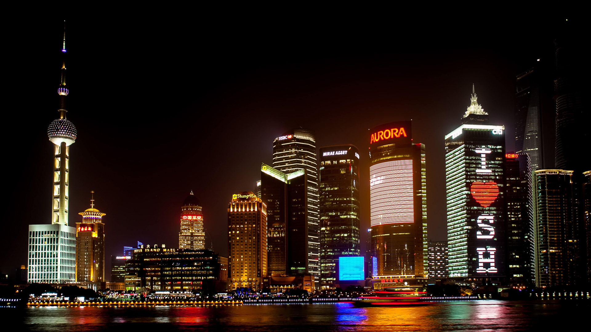 Horizon de la Ville Pendant la Nuit. Wallpaper in 1920x1080 Resolution