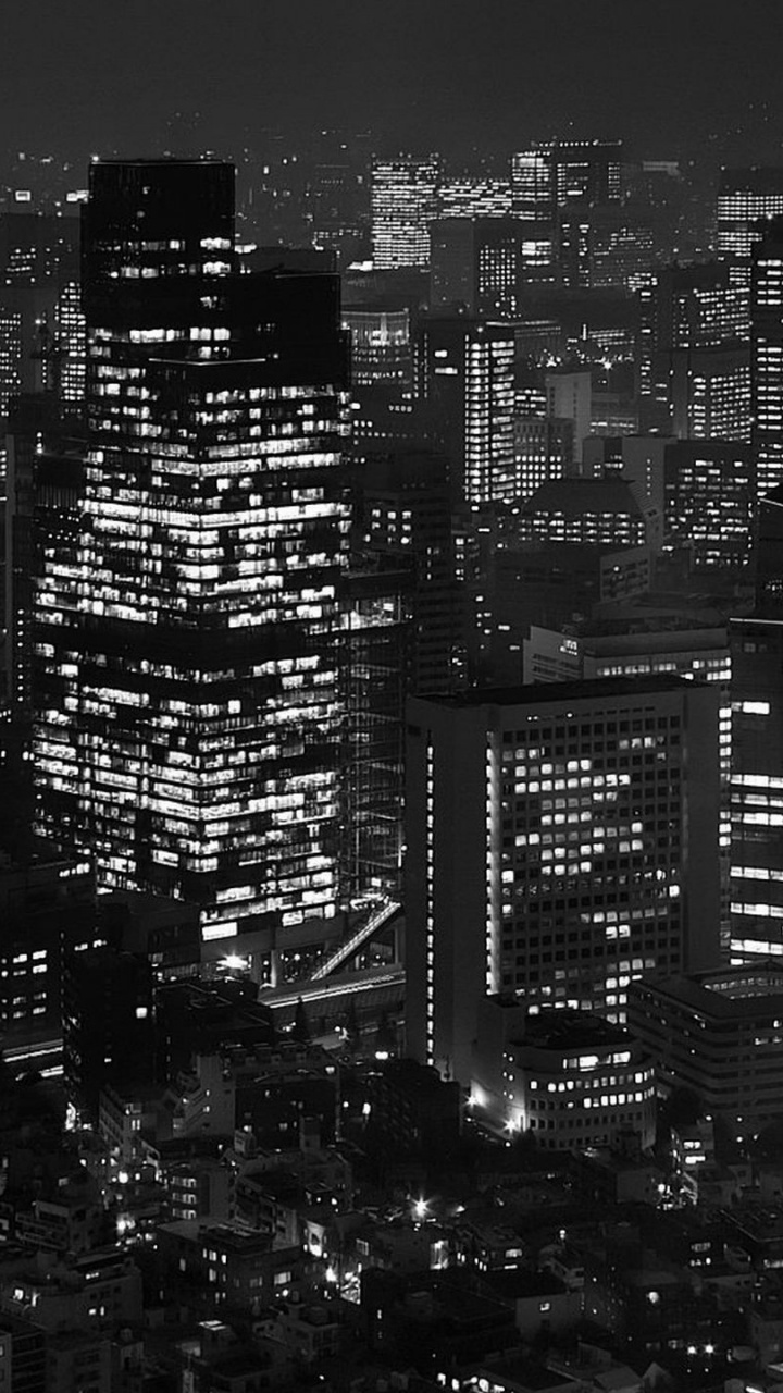 Grayscale Photo of City Buildings. Wallpaper in 720x1280 Resolution