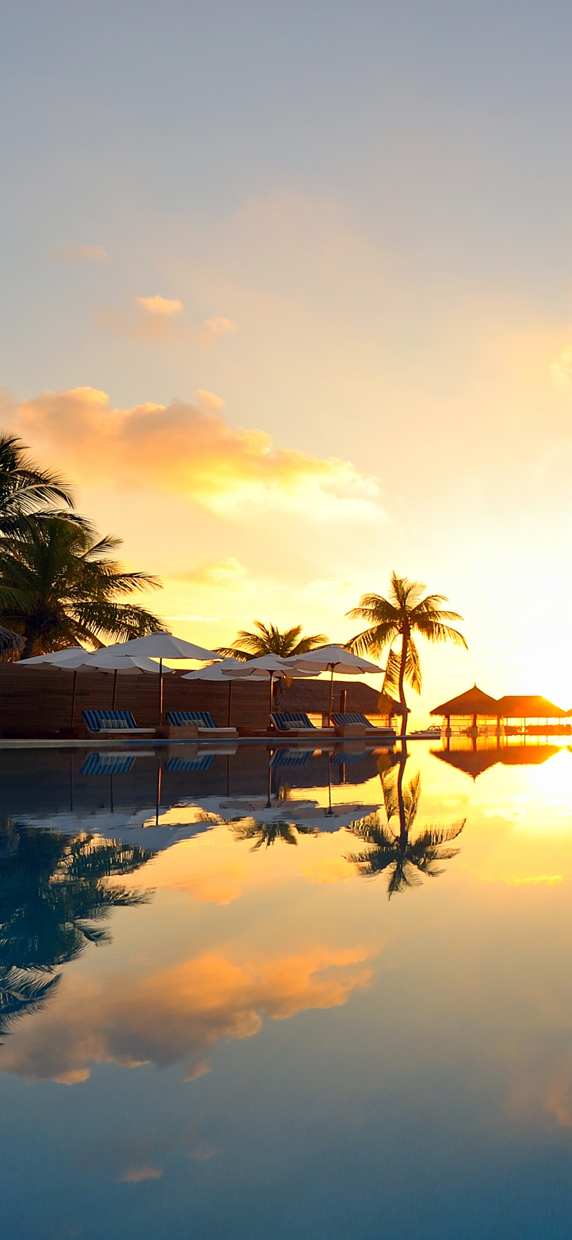 日落, 反射, 日出, 地平线, 早上 壁纸 1125x2436 允许